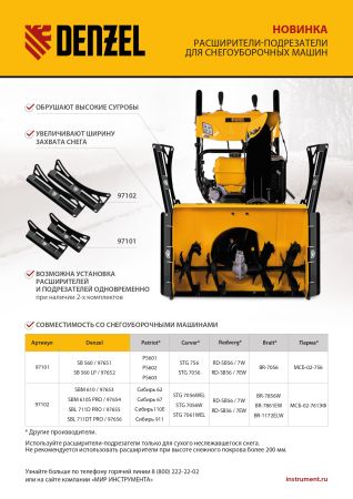 Расширители-подрезатели для снегоуборочных машин 97653-97656, 2 шт. Denzel